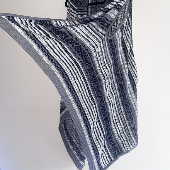 Westbound Boho Western Cardigan XL Womens Draped Sleeveless Striped Black White - Picture 6 of 9